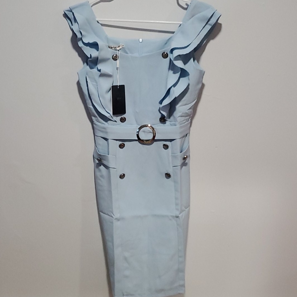 Elegant baby blue dress - Picture 2 of 4